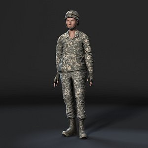 Animated Soldier Woman-Rigged 3d game character Low-poly