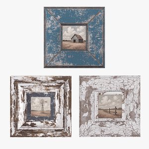 3D Old painted frames model