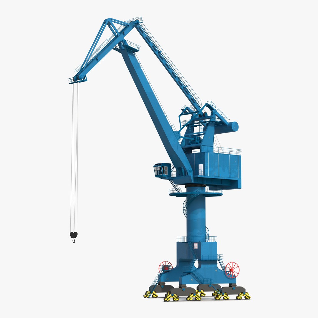 WQQ Port Conteiner Crane Rigged Blue 3D model preview