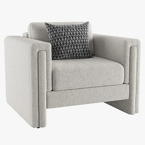 3D Visible White Boucle Fabric Armchair