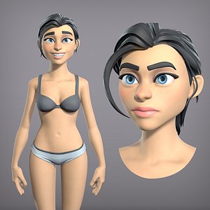Cartoon female character Kate base mesh