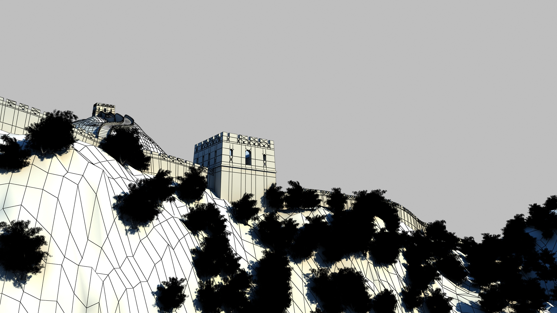 3D great wall china model TurboSquid 1688625