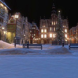 3D Town Square Christmas model