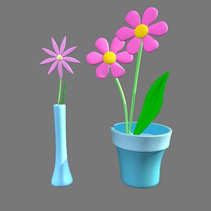 cartoon flower 3d obj