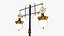 Cast iron antique street light lamp crown with 2 luminaries