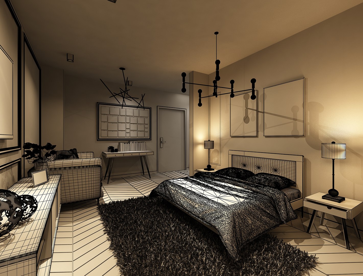Studio Apartment Interior Design 3D Model - TurboSquid 1757591