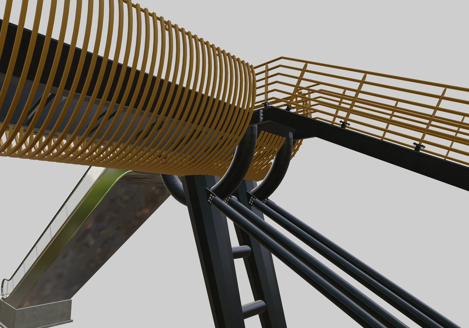 3D model Steel Pedestrian Bridge-Escalator-Oblique Cone Column Type-26 https://p.turbosquid.com/ts-thumb/ju/HTYnX6/AX/13/jpg/1650713406/1920x1080/fit_q87/e2c74578164249b139635a9754dea631d6f9774f/13.jpg