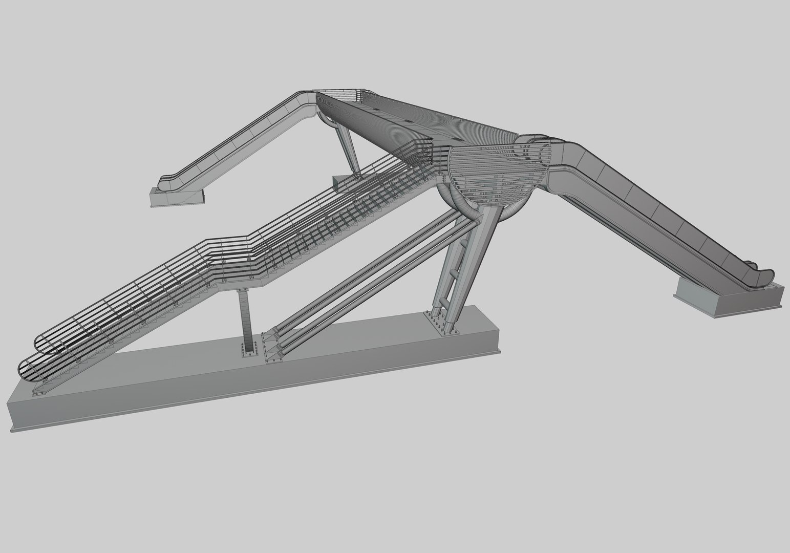 3D model Steel Pedestrian Bridge-Escalator-Oblique Cone Column Type-26 https://p.turbosquid.com/ts-thumb/ju/HTYnX6/BG/36/jpg/1650713366/1920x1080/fit_q87/61f8ed15240fc6d40525a00ba462660fdc870600/36.jpg