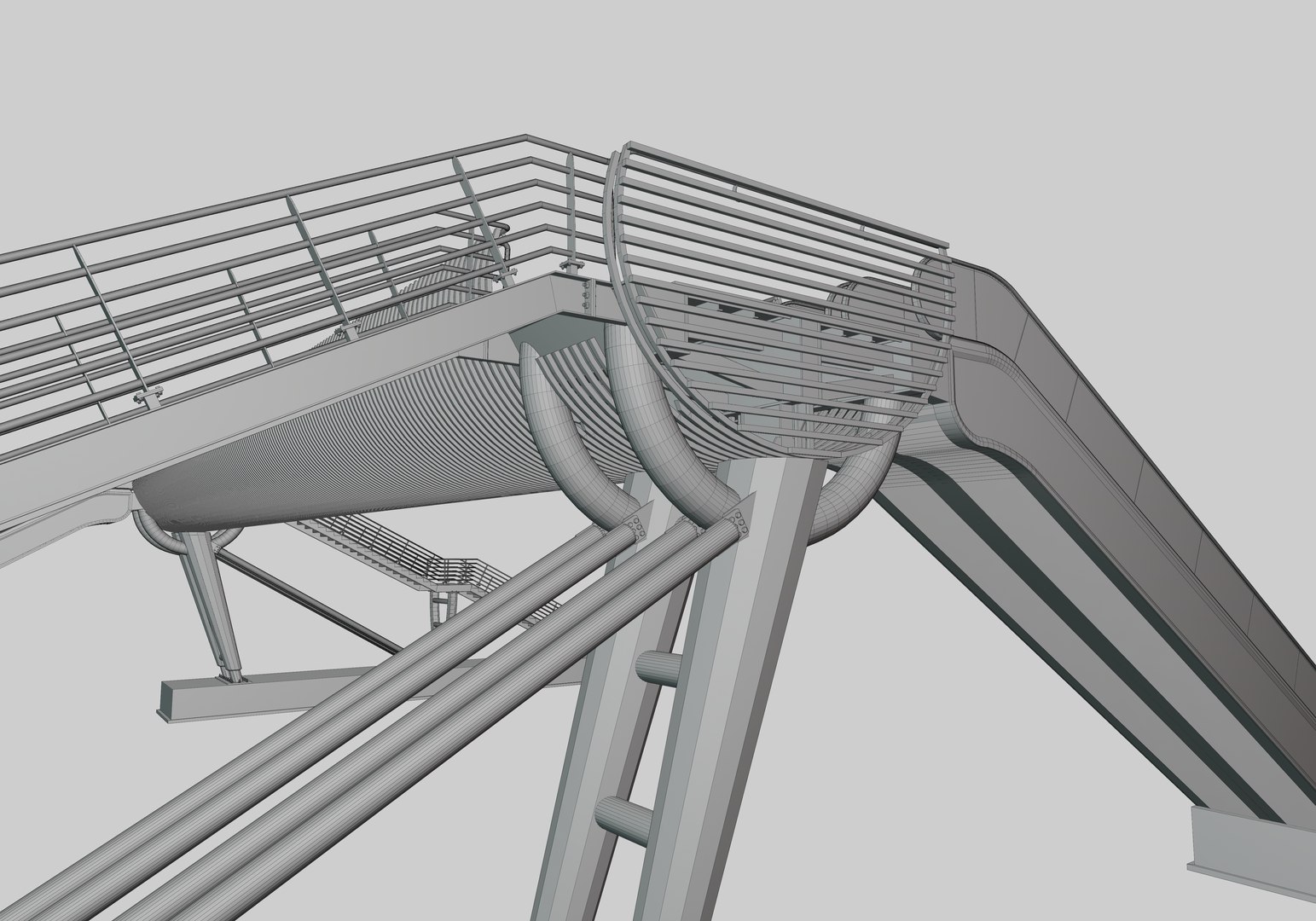 3D model Steel Pedestrian Bridge-Escalator-Oblique Cone Column Type-26 https://p.turbosquid.com/ts-thumb/ju/HTYnX6/ED/37/jpg/1650713492/1920x1080/fit_q87/c007ef3e94953cbfb7fdd5e45f5715d7067be932/37.jpg