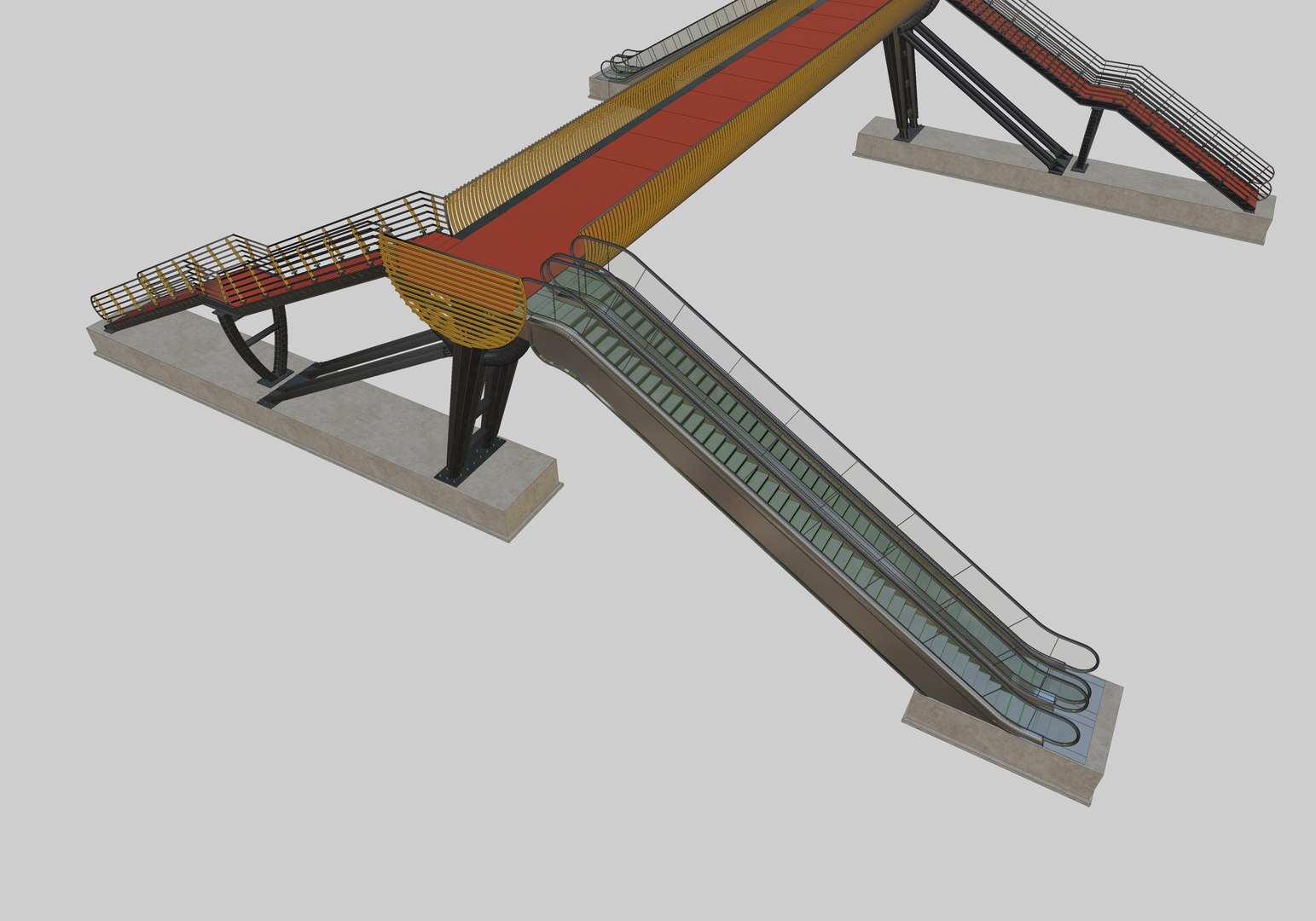3D model Steel Pedestrian Bridge-Escalator-Oblique Cone Column Type-26 https://p.turbosquid.com/ts-thumb/ju/HTYnX6/S8/21/jpg/1650713272/1920x1080/fit_q87/ce233f34f42f4365cf78af222cbd4d71ecef521c/21.jpg
