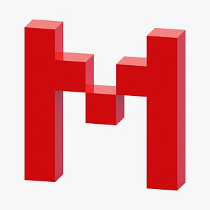 3D Pixel Letter M model