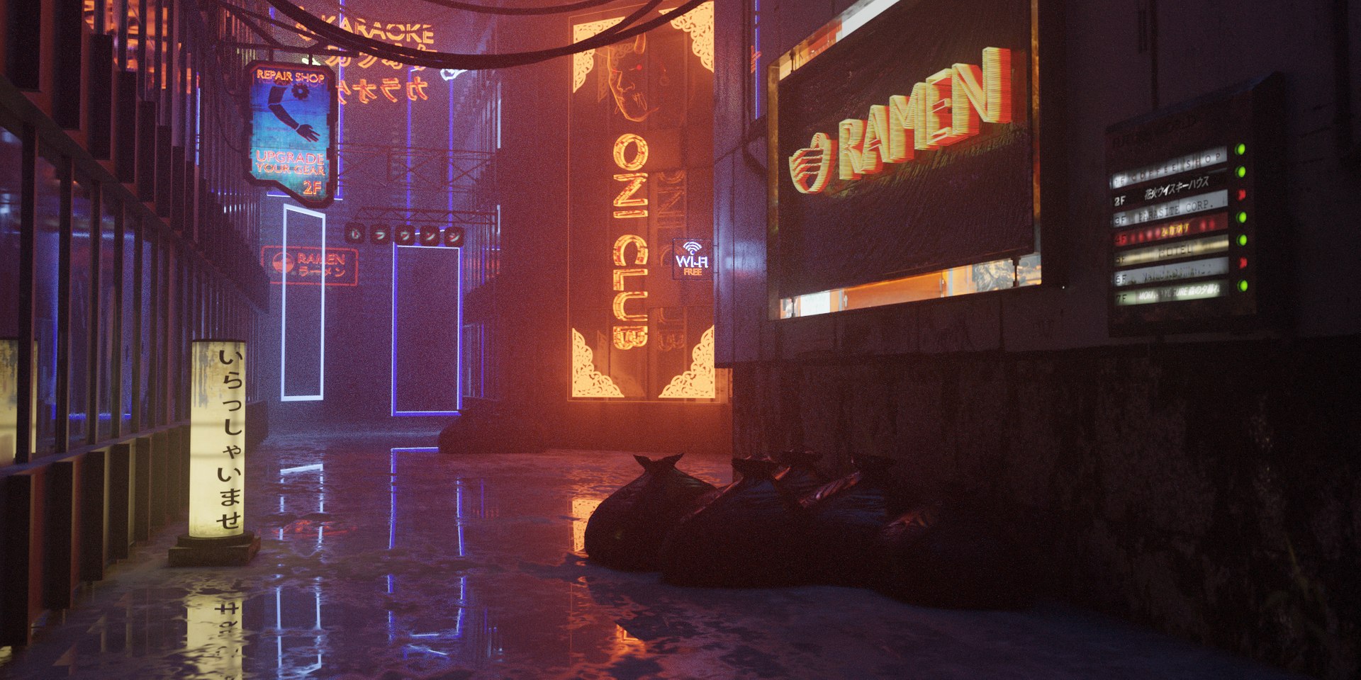 3D Neon SciFi Cyberpunk Signs - TurboSquid 2120529