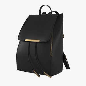 COOFIT Black Faux Leather Backpack for Girls Schoolbag Casual Daypack
