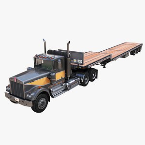 Kenworth W900A dropdeck  PBR 3D model