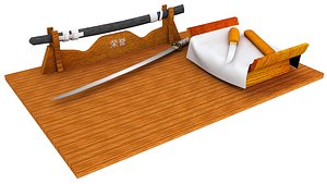 3D model Japanese Katana Display