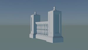 3D Concrete Balustrade Architectural Decorative Railing for Games and Visualization