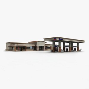 3d model of chevron gas station convenience store