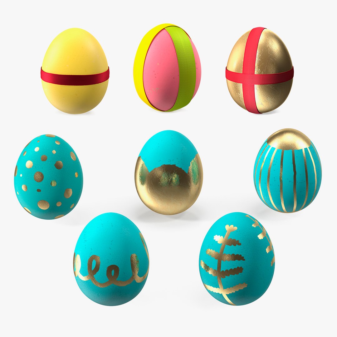 Easter Eggs with Ribbon Collection 2 3D model preview