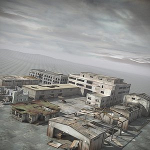destroyed buildings ruined cities 3d model
