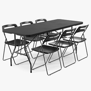 Folding Plastic Furniture Black Set