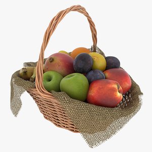 3D fruit basket realistic