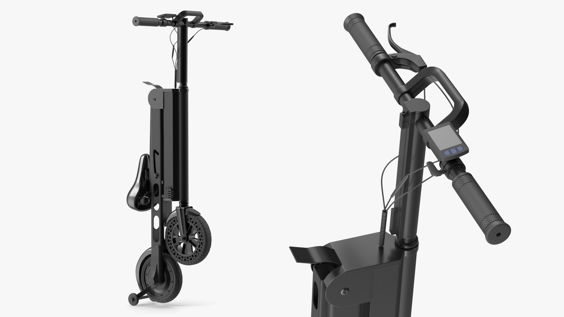 Folded Electric Bike Black 3D model preview