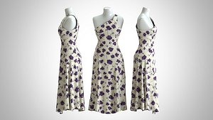 3D Woman Dress 2 White Grape Flower