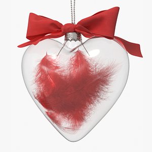 Clear Glass Remembrance Heart with Red Feather Inside