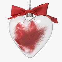 Clear Glass Remembrance Heart with Red Feather Inside