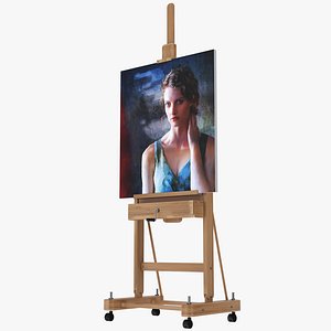 3D Studio Easel with Canvas model