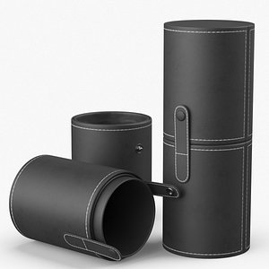 3D Leather Makeup Brush Holder model