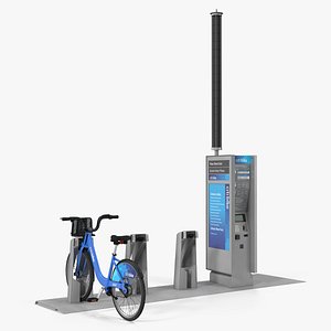Citi Bike Pay Station with Bicycle 3D Model