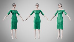 Dress 14 Emerald Velvet Green With Design