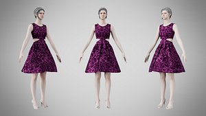 Dress 33 Amethyst Glow Velvet v2 3D
