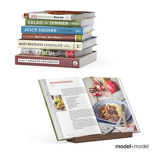3d set kitchen books stand
