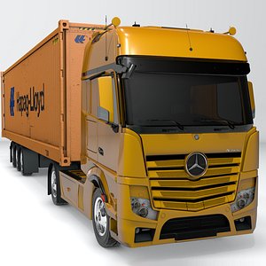 3D mercedes benz actros yellow