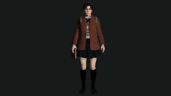 3D AAA 3D REALISTIC CHARACTER ASIAN TEENAGER- STUDENT SCHOOL GIRL 2 model