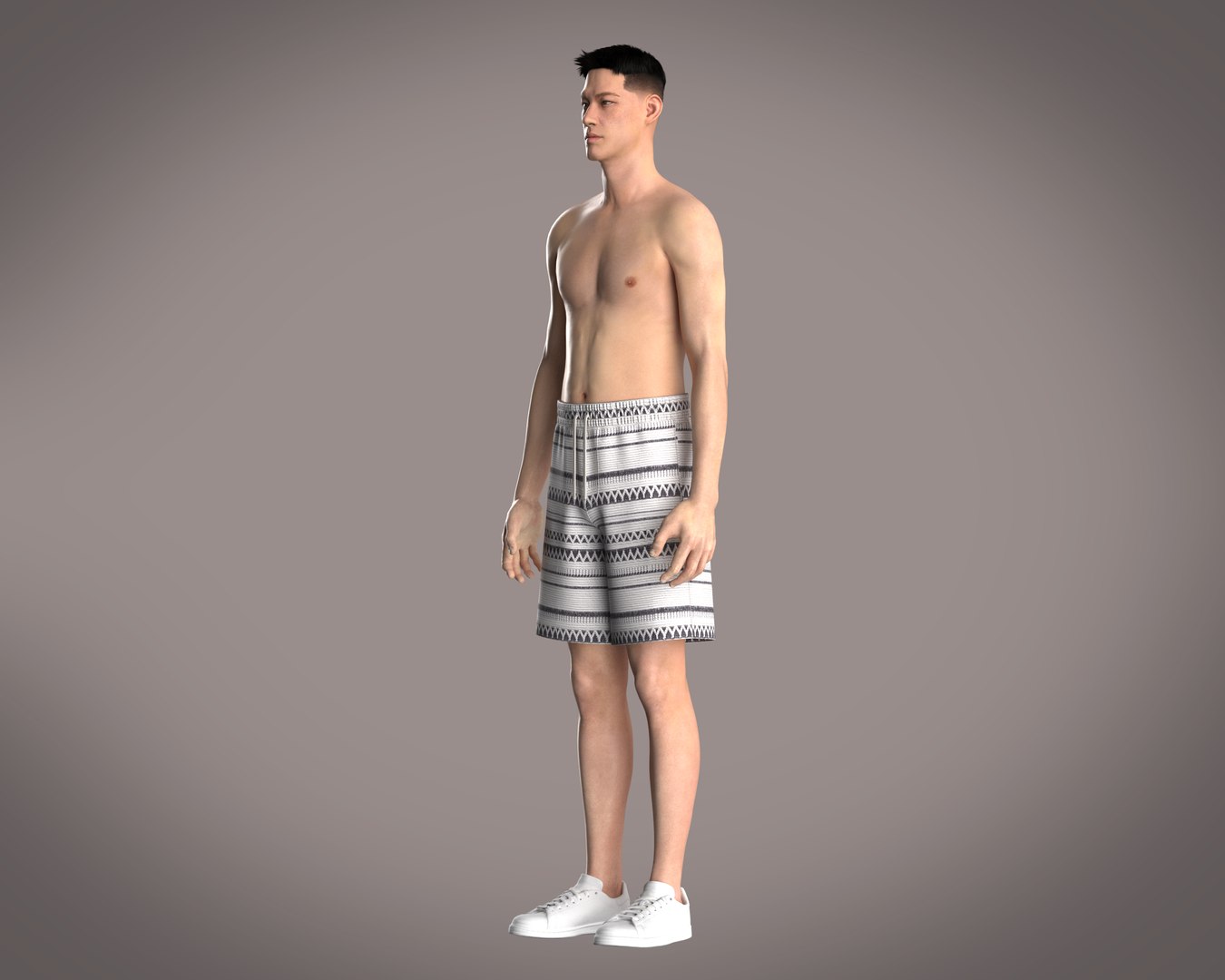 Mens Pull On Short Knit Texture Fabric Model - TurboSquid 2348818