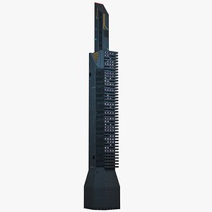 Cyberpunk Brutalist Skyscraper Tall Circuit Tower 4K PBR 384m model