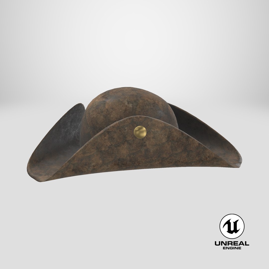 3D Leather pirate hat https://p.turbosquid.com/ts-thumb/jx/13ObqB/Yc/stemcell_unreal_render/png/1719325095/1920x1080/fit_q87/704b9b3ecdef2cb6c226a0d728d09807861a6ffa/stemcell_unreal_render.jpg