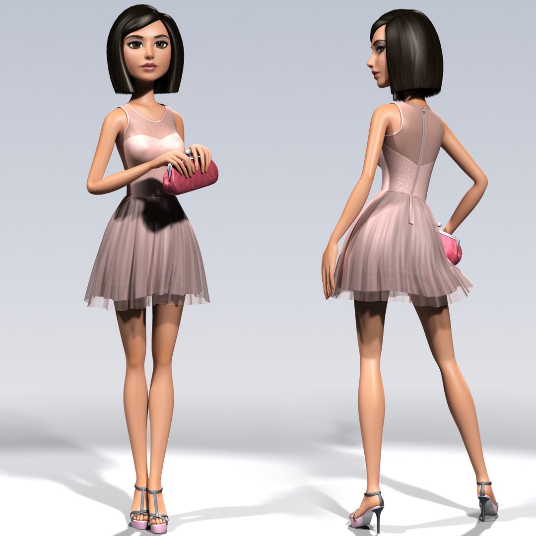 3d Cartoon Character Young Woman Model