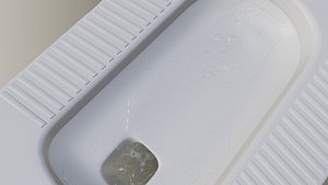 Squat toilet water flush toilet abc animation liquid 3D model