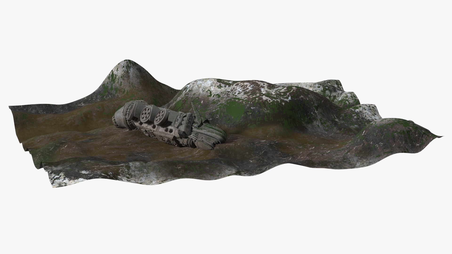 UFO Spaceship Crash Site 3D model preview