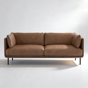 Modern Leather Two Seat Sofa Loveseat Couch 3D Model 3D