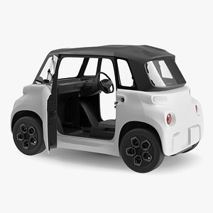 3D Little Electric Car Simple Interior Rigged for Maya