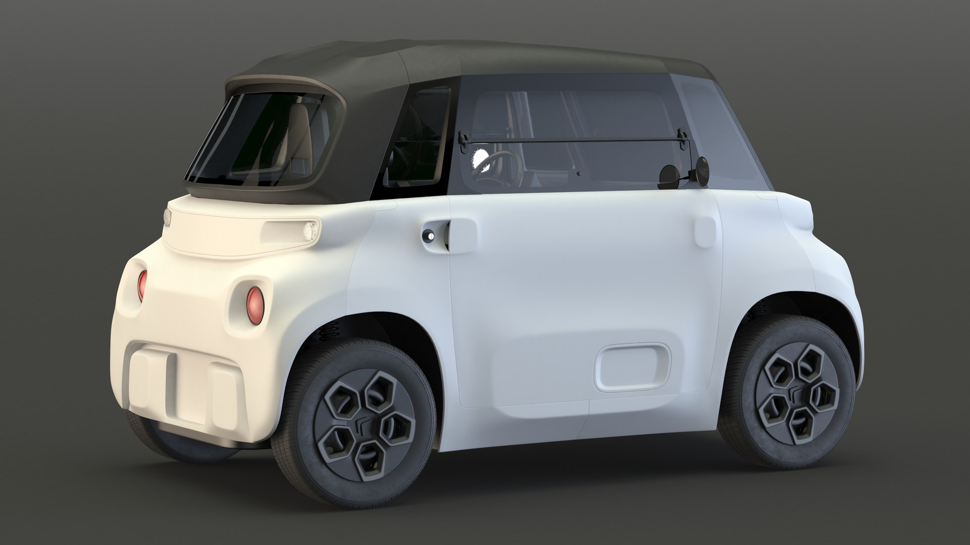 3D Little Electric Car Simple Interior Rigged for Maya https... 