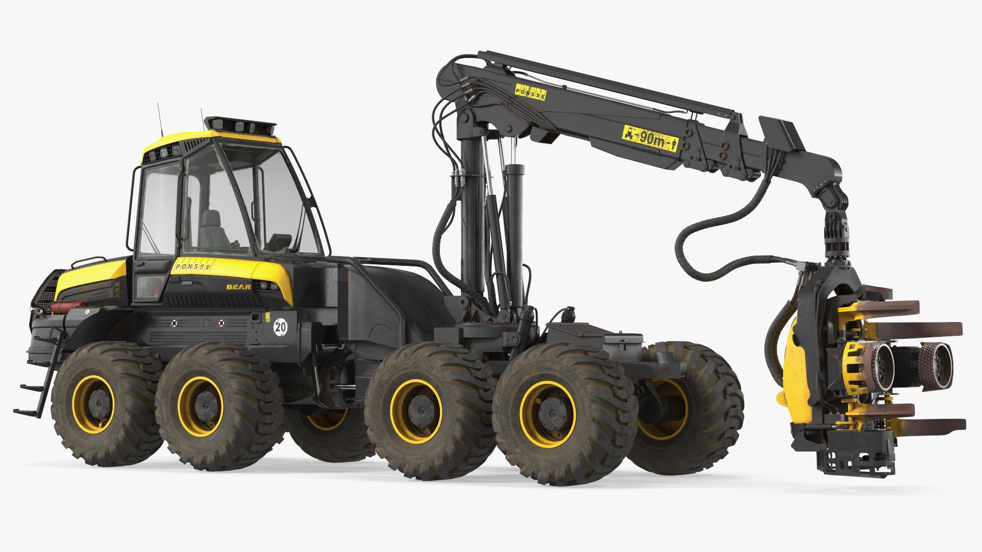 Forestry Harvester PONSSE Bear 8W Dirty 3D model preview