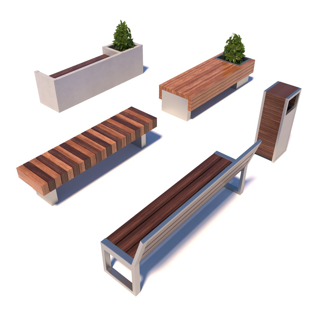 3D street bench modern - TurboSquid 1320607