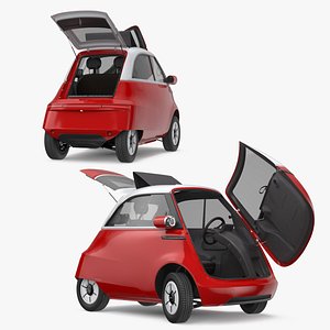 Urban Mobility Microlino EV White Red Rigged for Maya 3D model