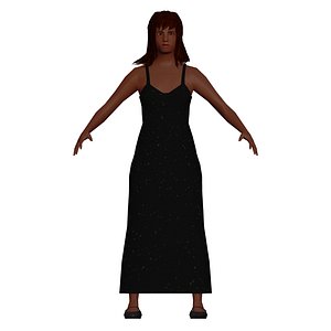 3D black lady dress